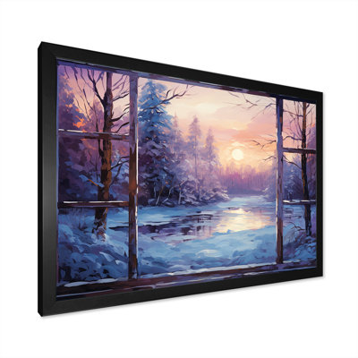 Purple River Winter Windows II - Winter Landscape Wall Art
