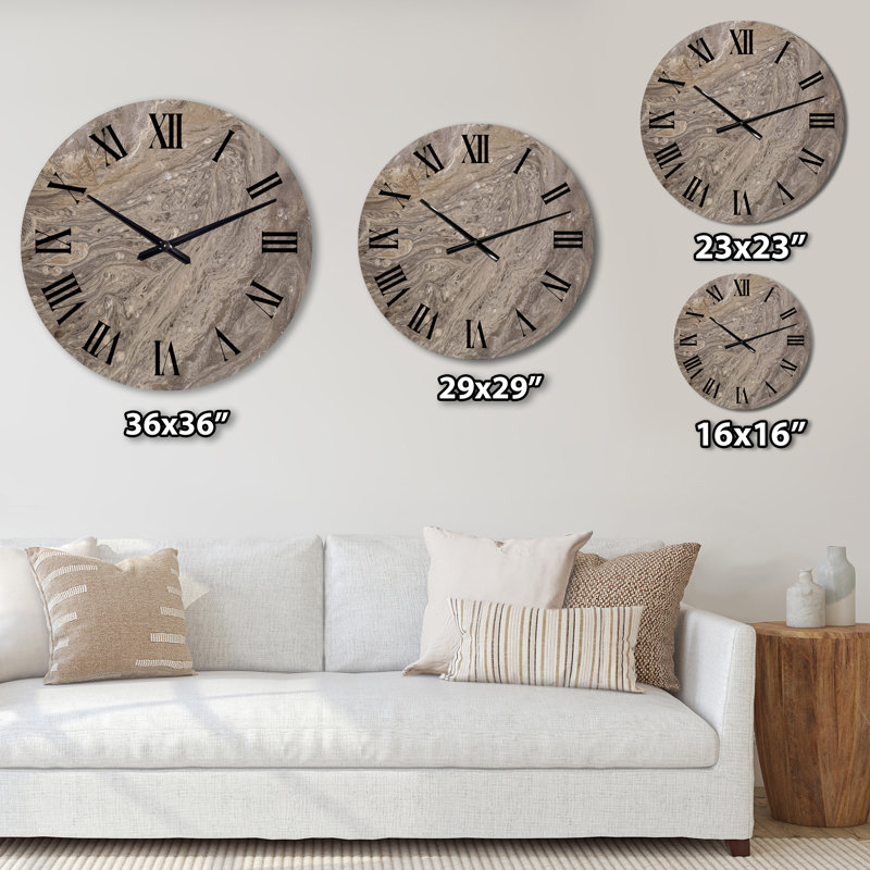 Horloge murale thème plage, horloge décorative à motif de sable - lignes courbes dans le sable, Petit