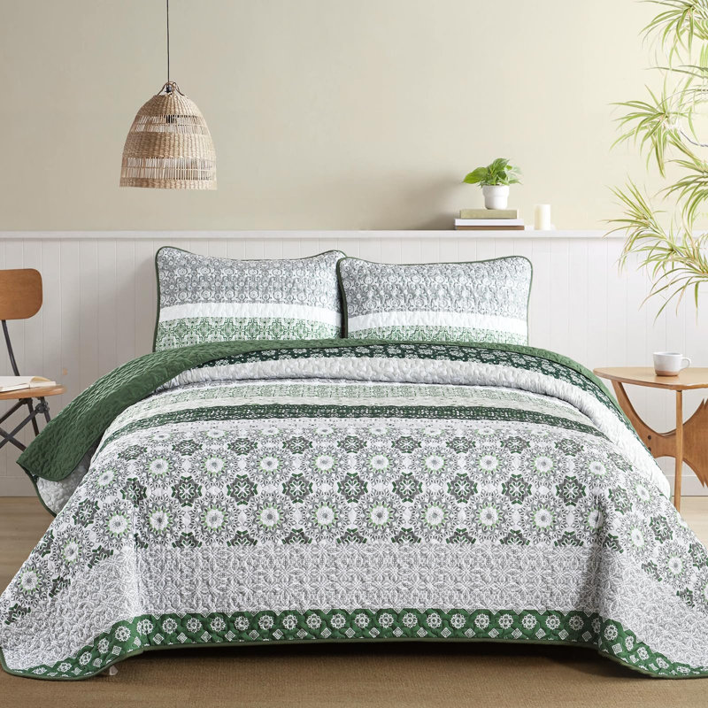 Ensemble de couvre-lit 3 pièces Boho, Courtepointe pour lit grand + deux taies décorati