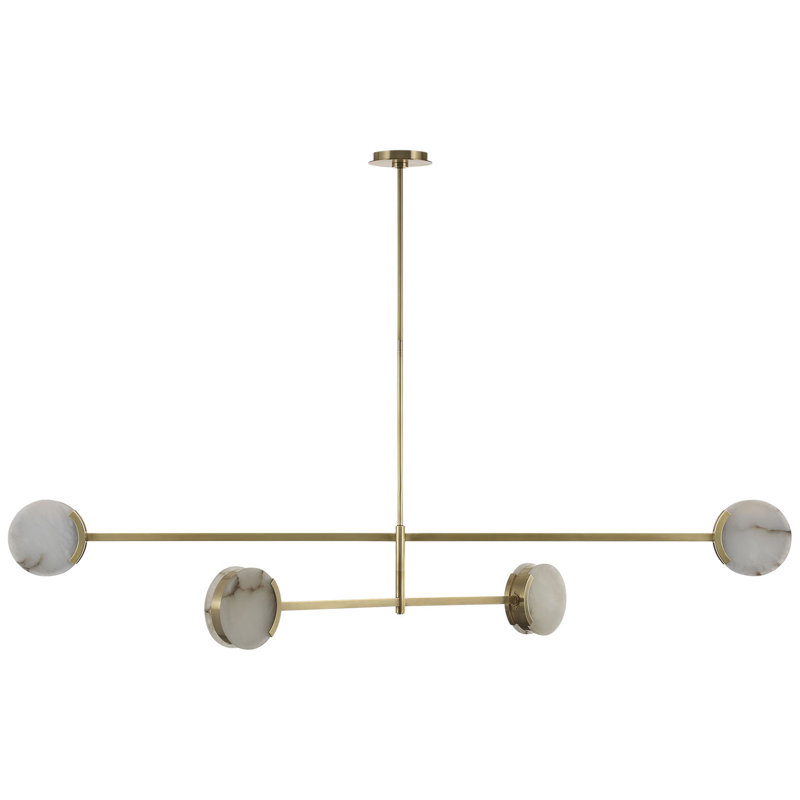 Kelly Wearstler Melange 72" Multi-Positional Chandelier with Alabaster, Antique-Burnished Brass