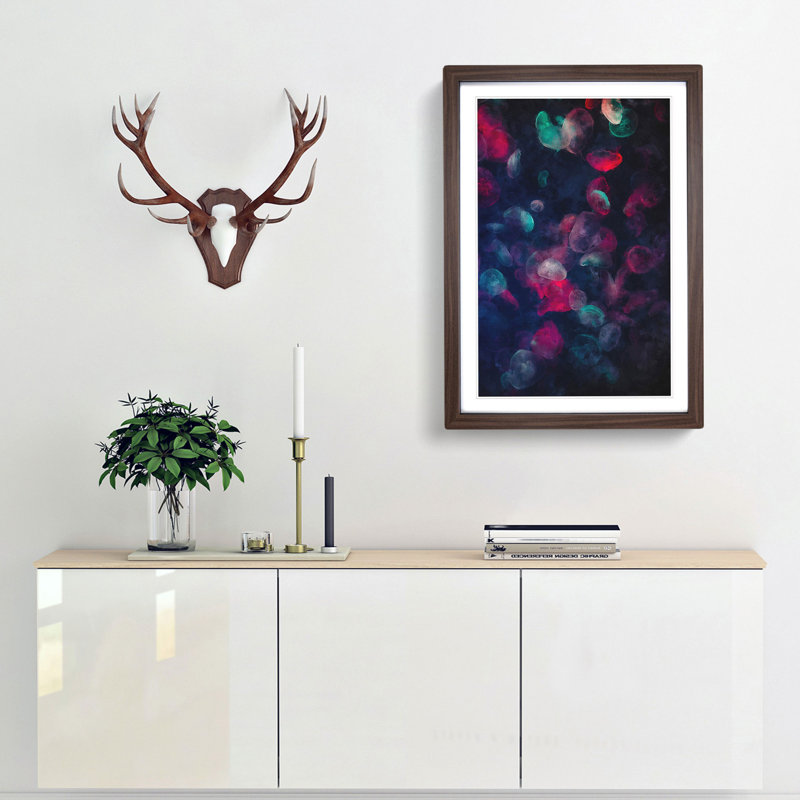 Many Jellyfish - Picture Frame Painting Print, 45cm H x 33cm W x 2cm D, Walnut Framed