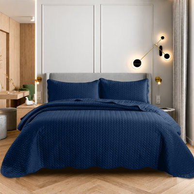 Modern & Contemporary Embossed Microfiber Quilted Coverlet Set