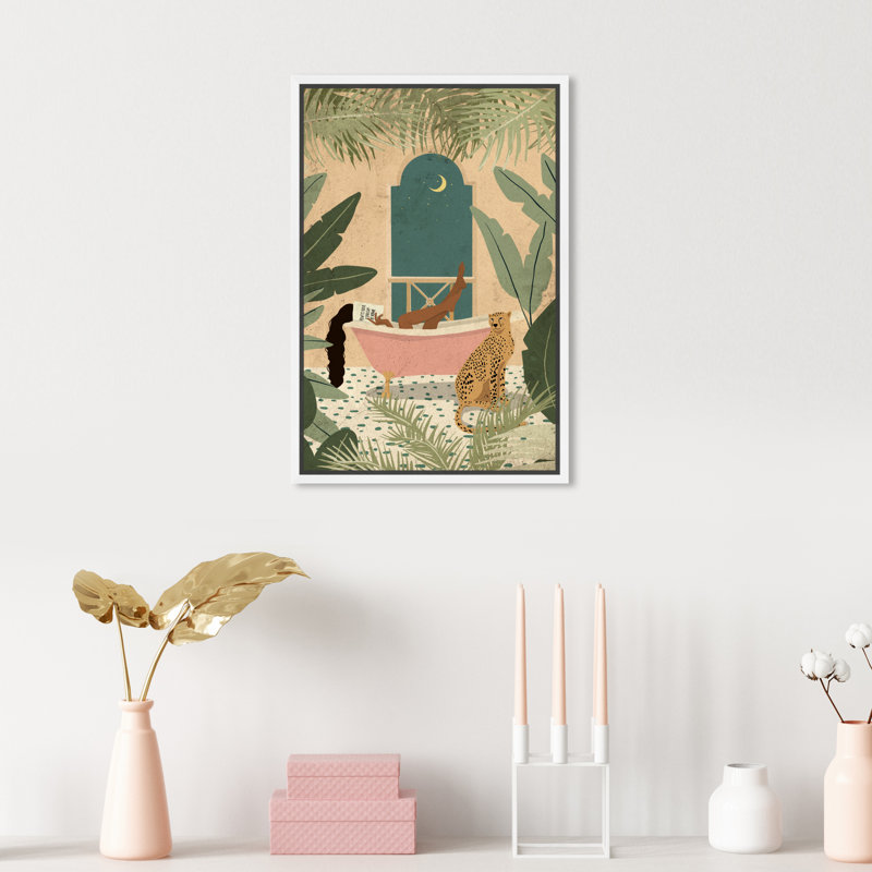 Jungle Bathtime Lounge - Impression sur toile, Toile encadrée, H 15 po x l 10 po, White