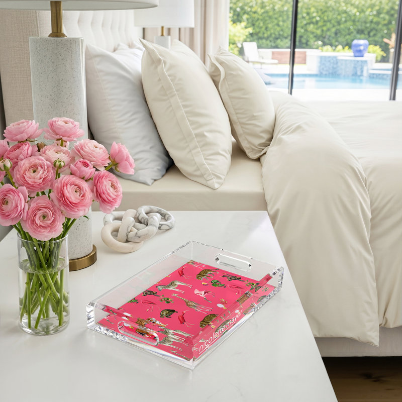 Exotix Acrylic Rectangle Decorative Tray, Cherry, 2" H x 12.5" W x 7.75" D