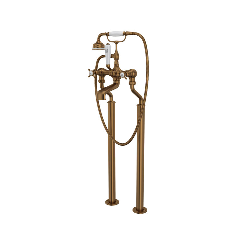 Edwardian™ Exposed 3 Handle Floor Mounted Clawfoot Tub Faucet, English Bronze