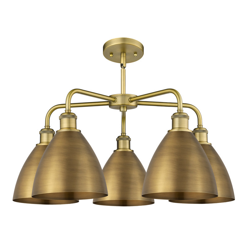 Lustre en dôme à 5 lumières Trickett, Laiton brossé, Laiton brossé