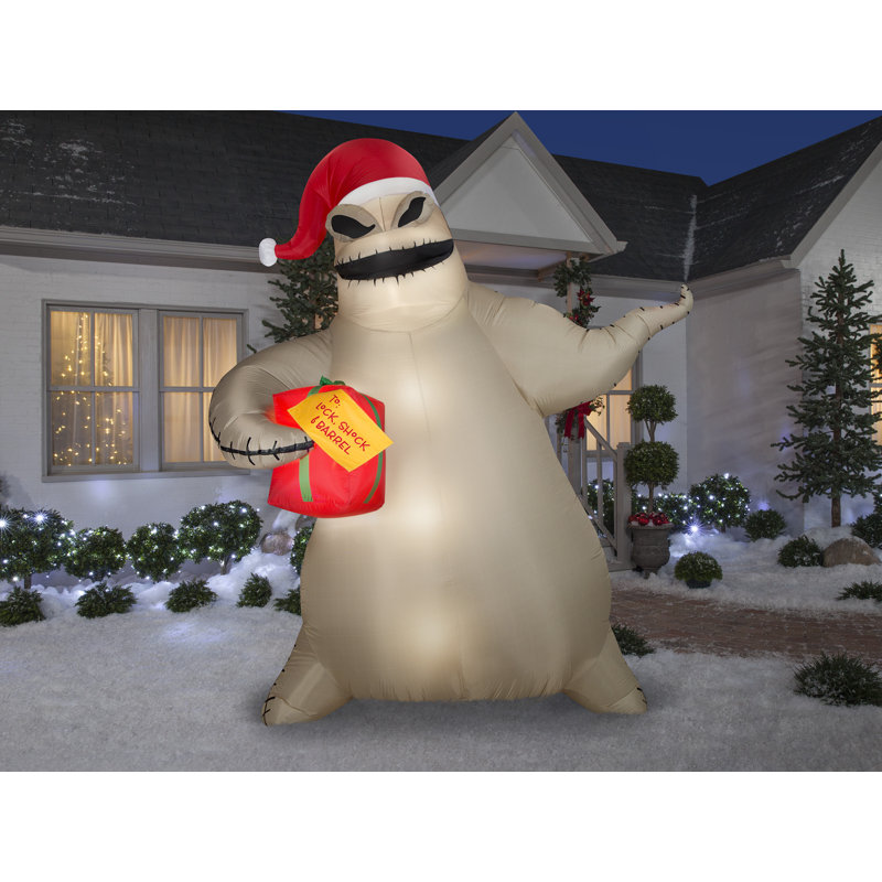 Giant Beige Inflatable Oogie Boogie with Santa Hat, 10.5 ft
