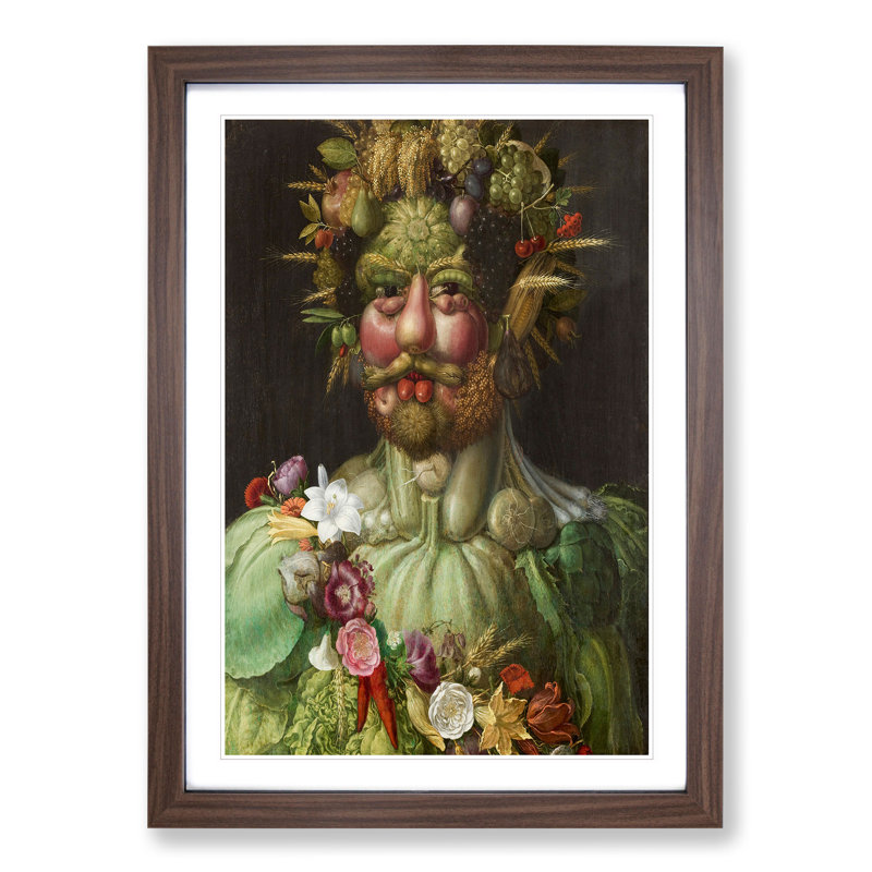 Vertumnus by Giuseppe Arcimboldo - Picture Frame Painting, 48cm H x 36cm W x 2cm D, Walnut Framed