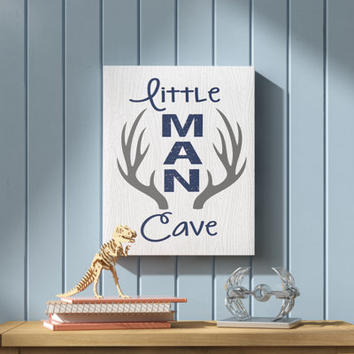Leite Little Man Cave Antlers Wood Grain Decorative Plaque