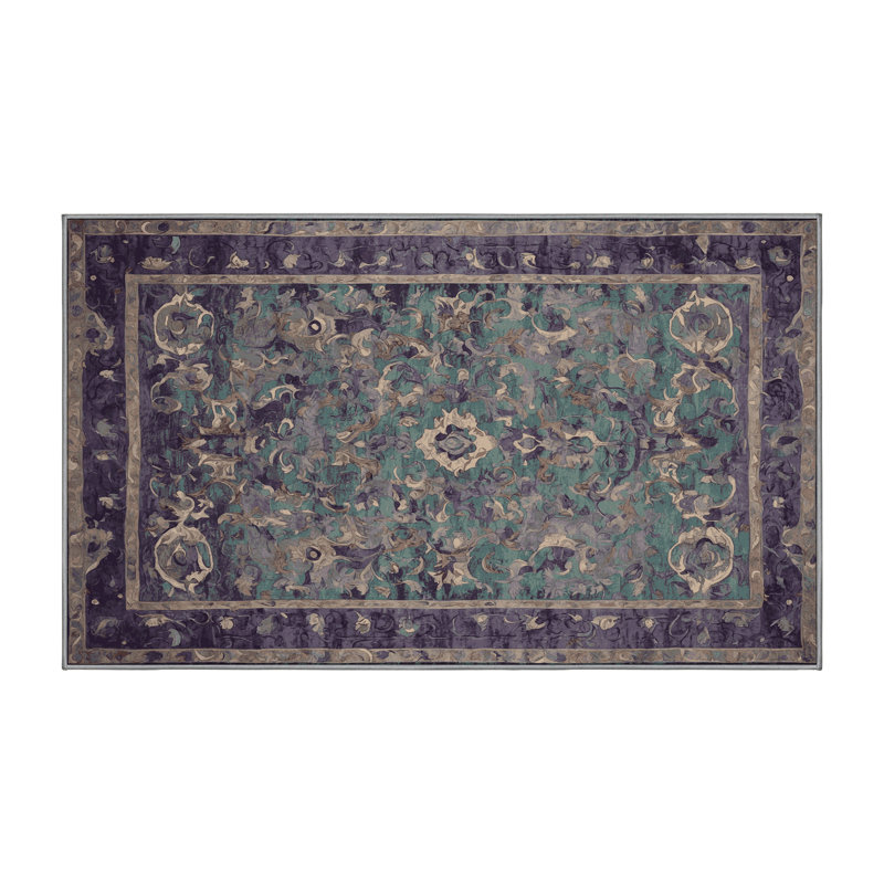 Machine Washable Gray Area Rug, Runner 2' x 4'