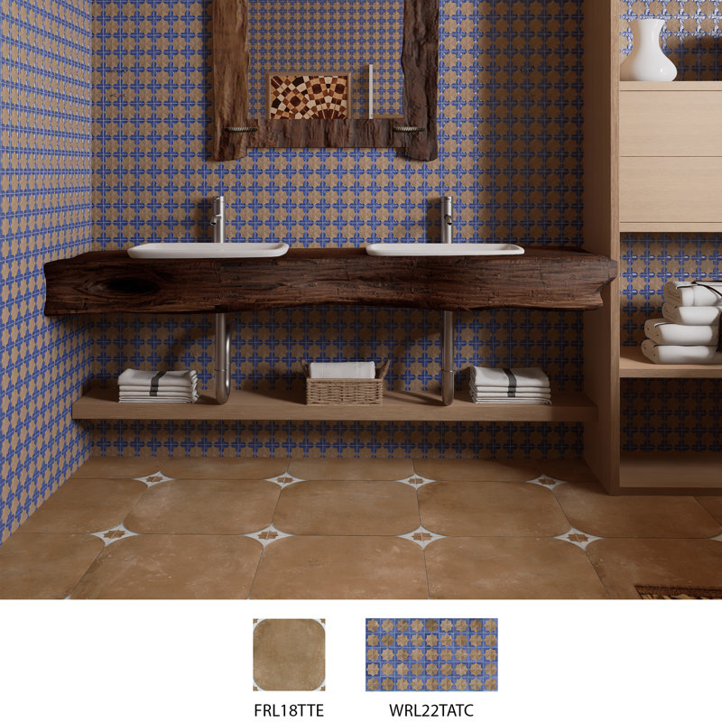 Tetuan Astre 12" x 22" Porcelain Moroccan Wall Tile, Brown/Purple
