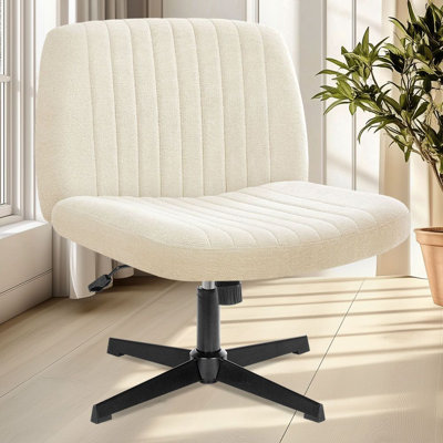 Taneha Wide Seat Armless Criss Cross Legged Office Desk Chair