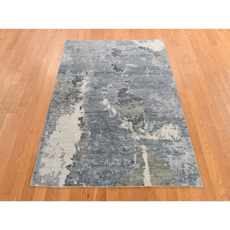 Tapis oriental noué à la main 100% laine 4 pi x 6 pi gris Nevada 4 pi x 6 pi