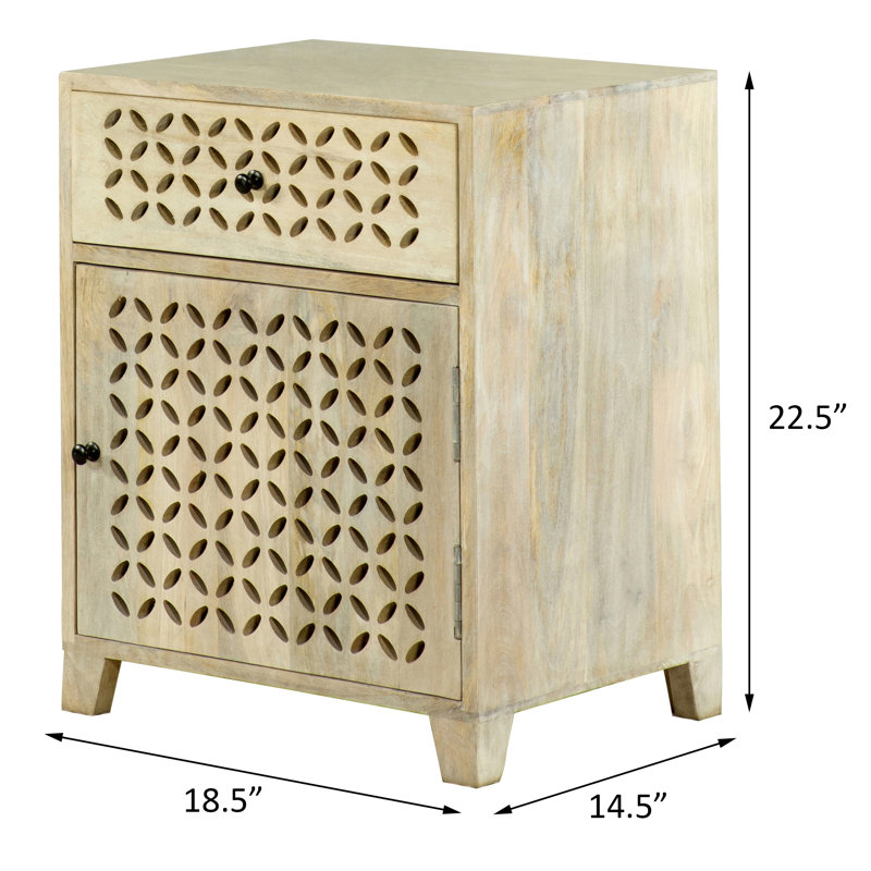 Jarmuth White Washed 1-Door Accent Cabinet