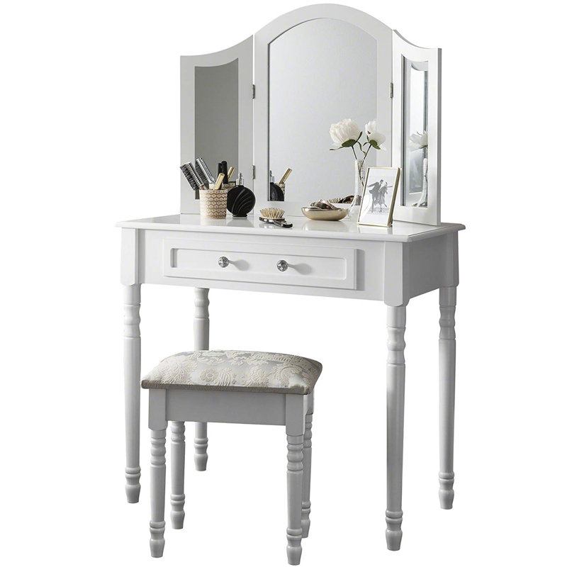 Libourne Dressing Table with Mirror, White