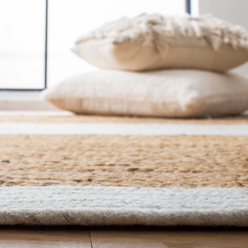 Marion Hand Woven Jute/Wool/Cotton Rug in Natural, Round 5'
