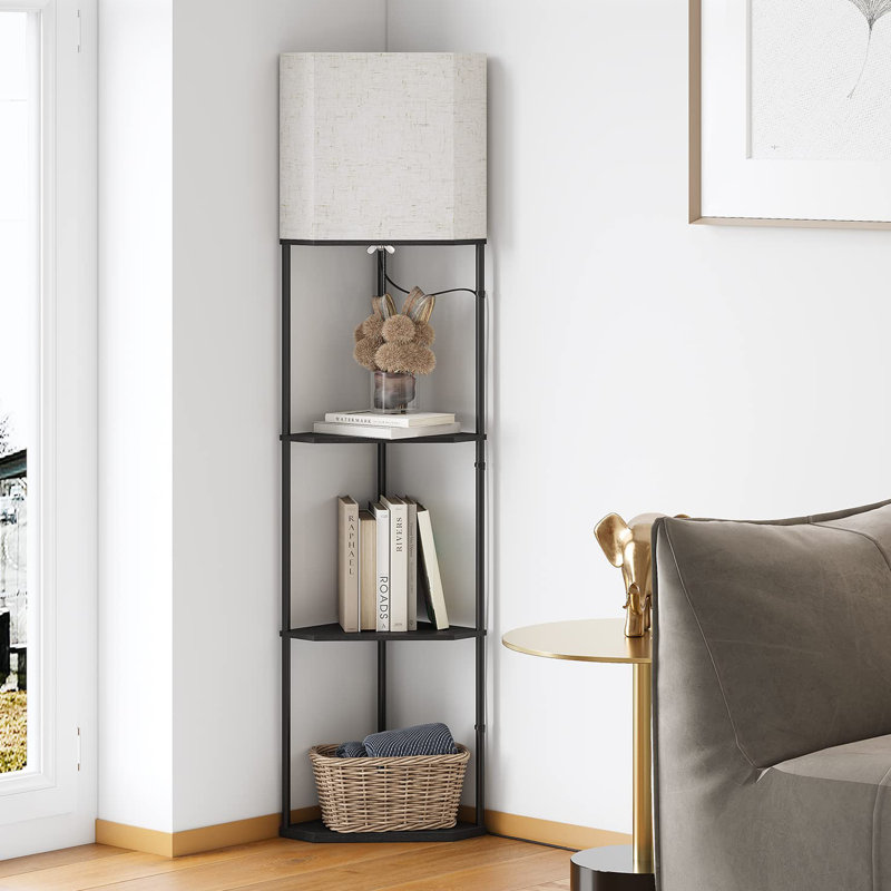 Sector Corner Shelf Lamp 3 Colour Temperatures Led Bulb,corner Lamp With Linen Lampshade