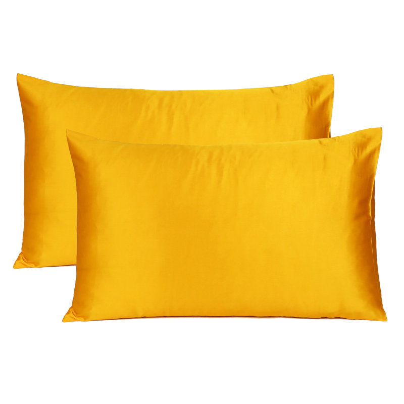 Taies d'oreiller en satin, Jaune, Grand