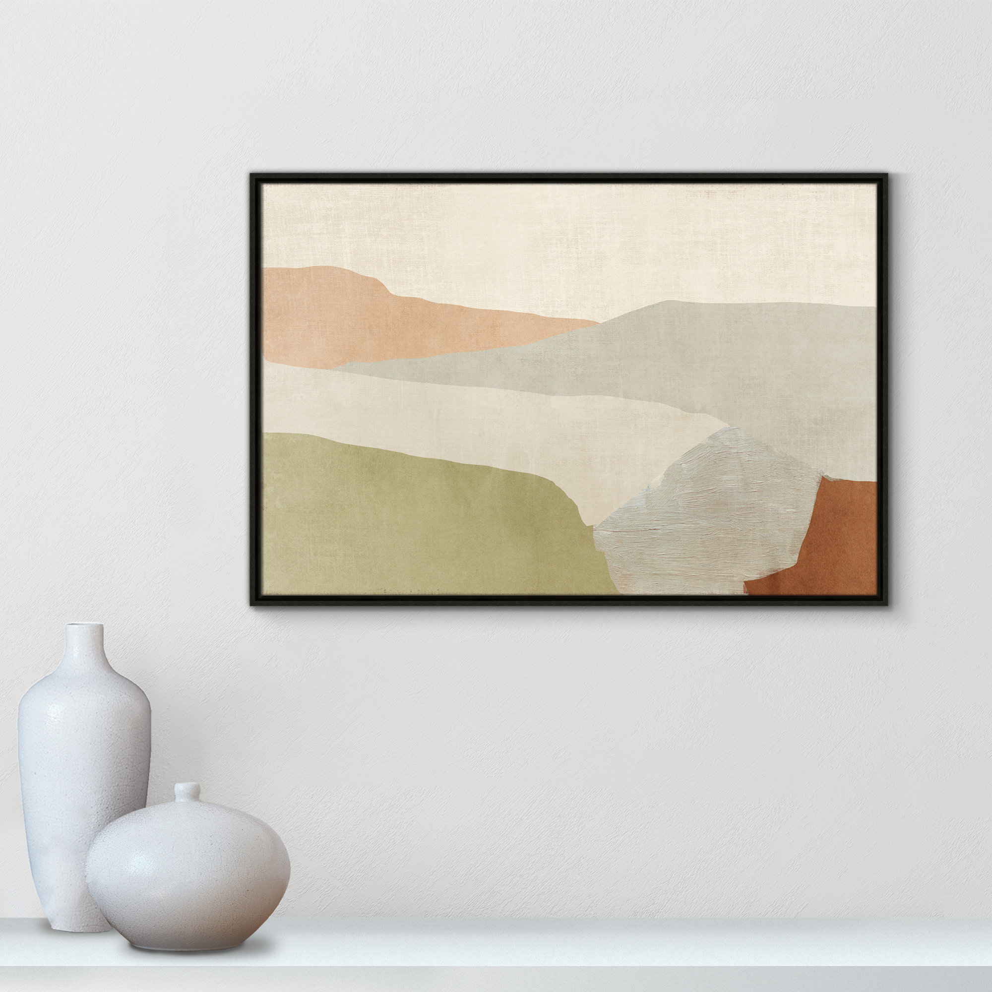 Pastel Views - Floater Frame Painting on Canvas, Gold, 25.5" H x 37.5" W