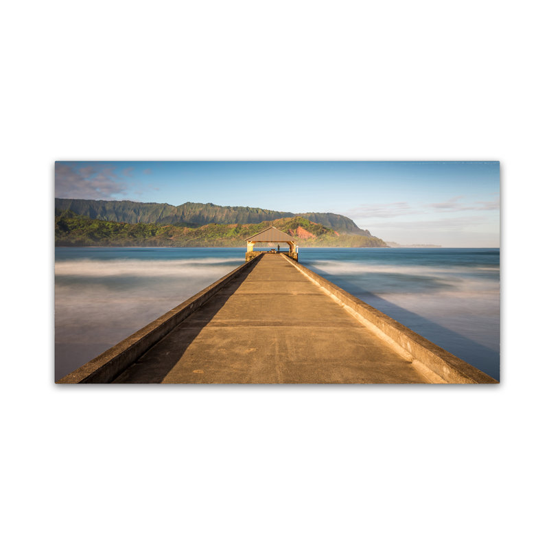 Pier of Hanalei Bay Blue Ocean Canvas Print
