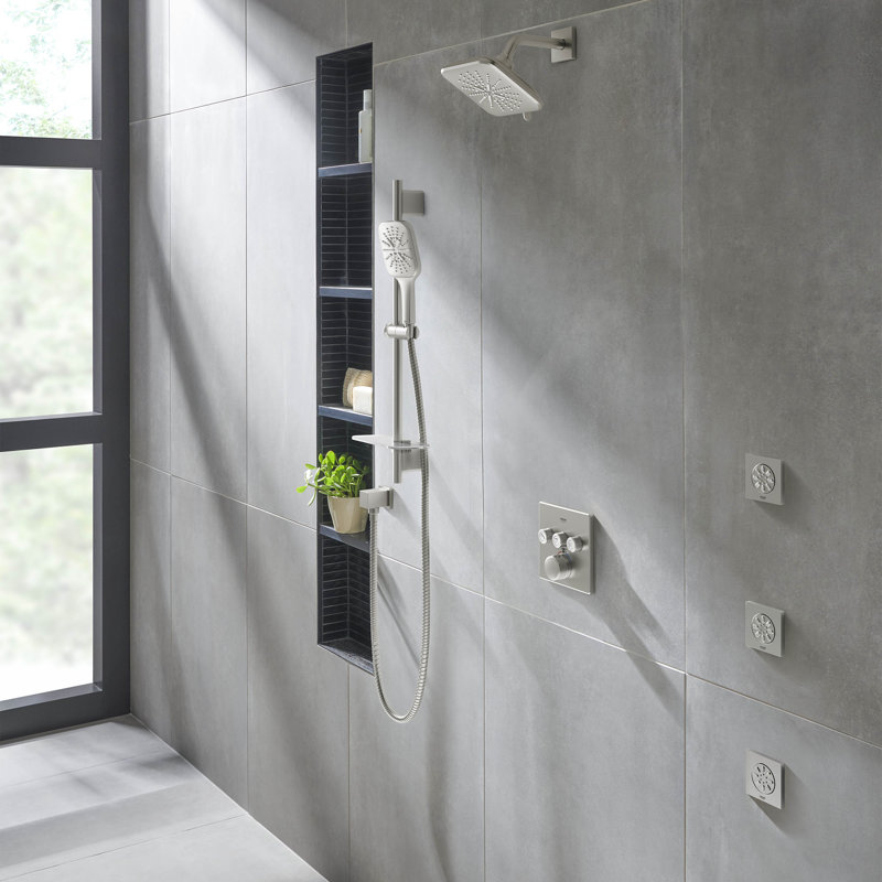 Jet Fixed Shower Head with DreamSpray, Brushed Cool Sunrise