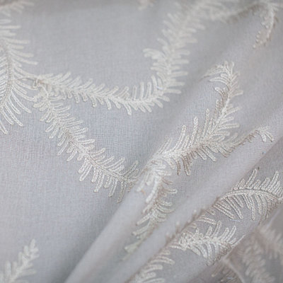 Karen Fabric | Embroidered Floral Sheer Fabric | Color Flax