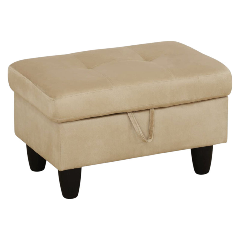 Orella Marlinda 28.5" Wide Upholstered Rectangle Tufted Flip Top Storage Ottoman, Beige Flannel