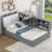 Twin Wood Platform Bed Frame, Storage Headboard, Shelves, 2 Drawers-550000544