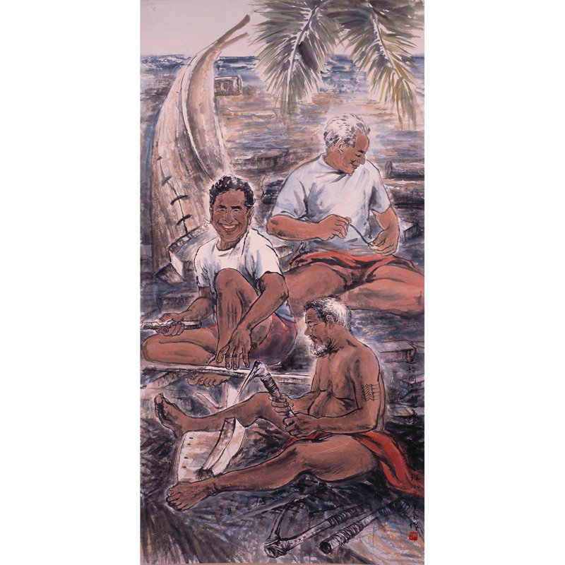Shipbuilder By The Sea Print by Chen Xiaoping