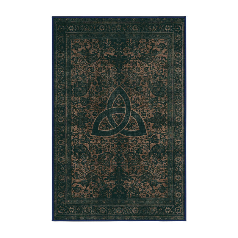 Soft Plush Fedele St Patties Modern & Contemporary Abstract Area Rug in Blue – Navy Binding, 3x5