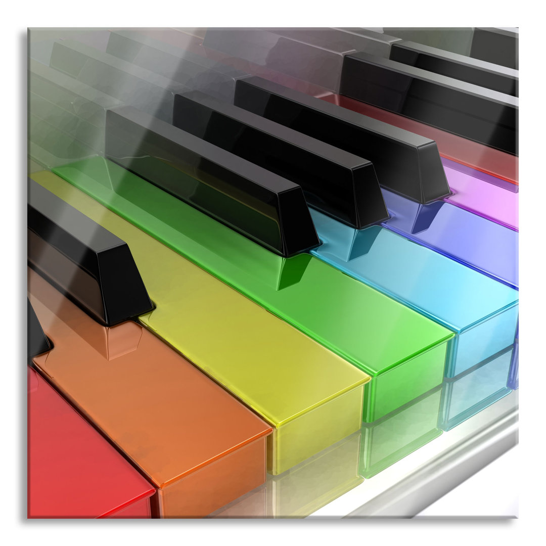 Glasbild Piano Regenbogen Klaviertasten