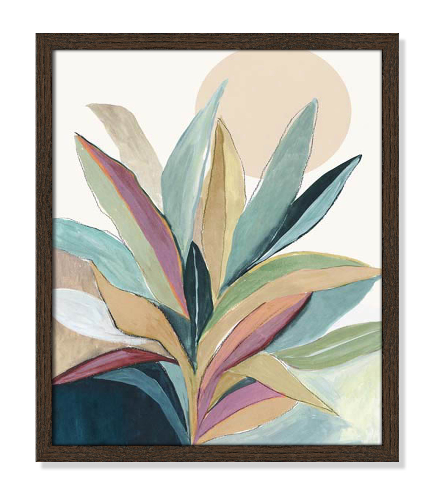 Sunny Bright Leaves I Print by Asia Jensen, 19" H x 16" W x 0.75" D, Walnut Slim Unmatted Picture Framed