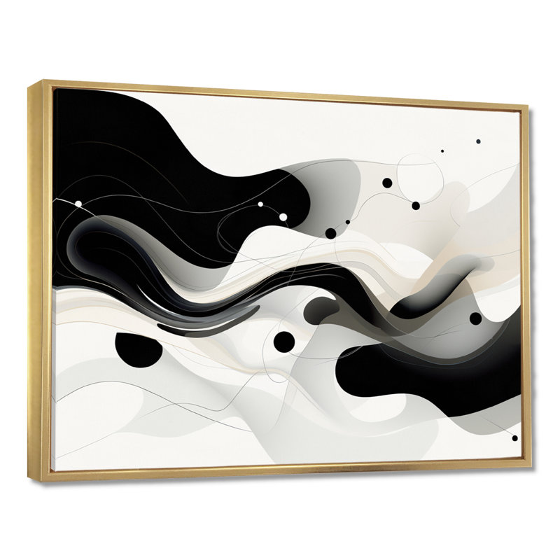 Monochromes évocations - vagues, art mural, Cadre flottant doré, H 12 po x l 20 po