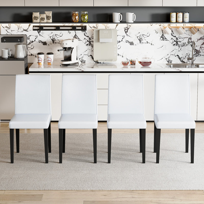 Chaise d'appoint rembourrée avec pieds en métal, 4, Blanc, Noir, noir, noir, noir
