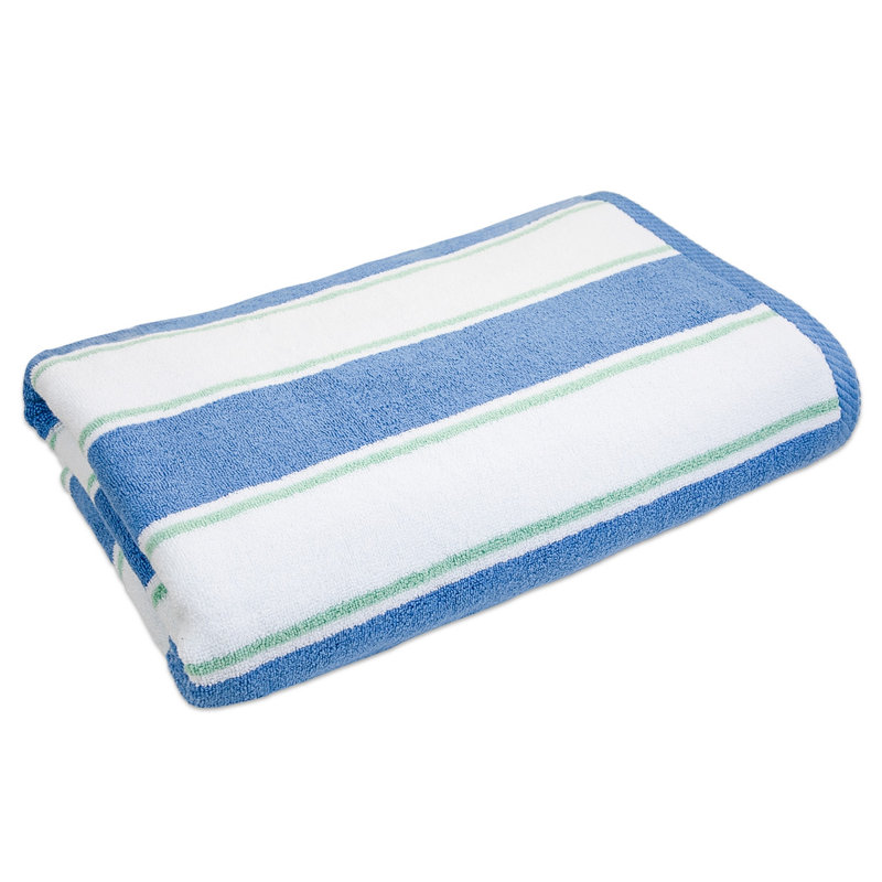 Aston & Arden Pinstriped 100% Cotton Beach Towel 35x70, Blue/Green