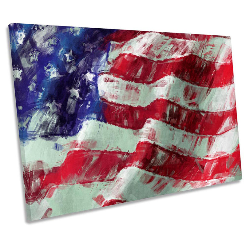 American Stars Stripes Flag - Wrapped Canvas Painting, 40.6cm H x 61cm W x 2cm D