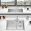 Évier de cuisine à double cuve 60/40 à montage sur plan en acier inoxydable encastré 33 po x 22 po x 10 po calibre 16 T304, tablier plat à l'avant, drainage en forme de X pour un écoulement rapide, espace de travail aux coins arrondis R10, revêtement