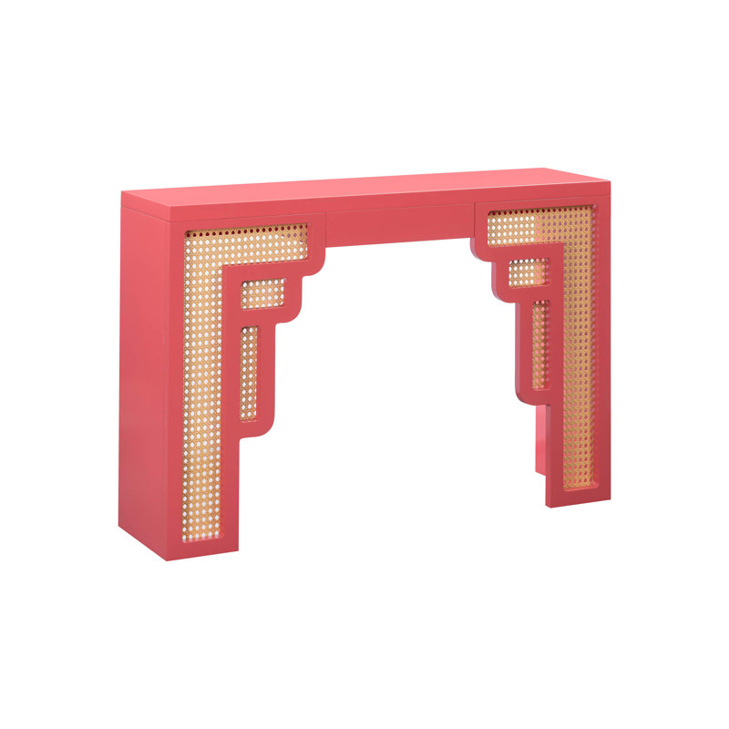 Console TOV Furniture Corail rose et rotin Suzie, Rose