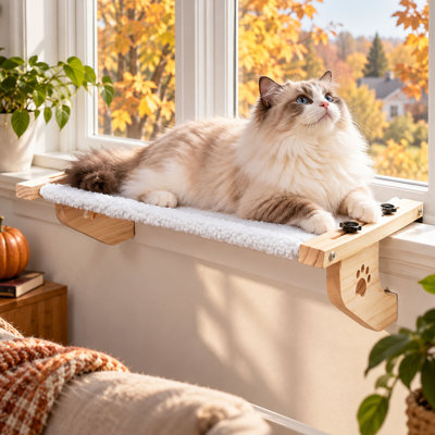 Perchoir pour chat de grande taille (55 cm), structure en bois et en métal, housse lavable