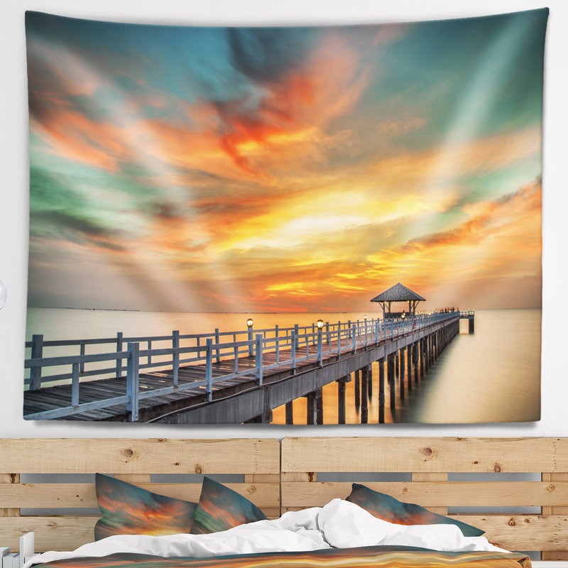 Tapisserie en bois seascape de pilier de bébé ", H 68 po x l 80 po
