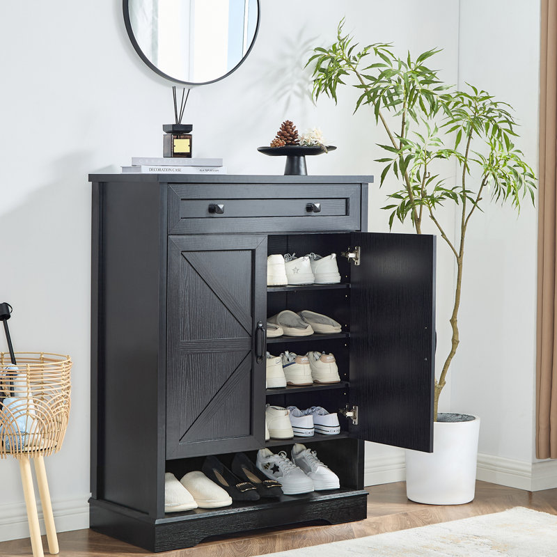20 Pair Shoe Storage Cabinet, Black