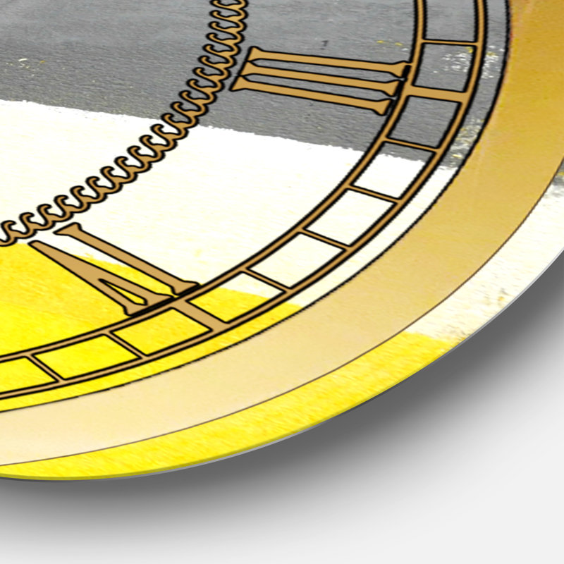Gris et jaune bleu abstrait V - horloge murale moderne, Grand
