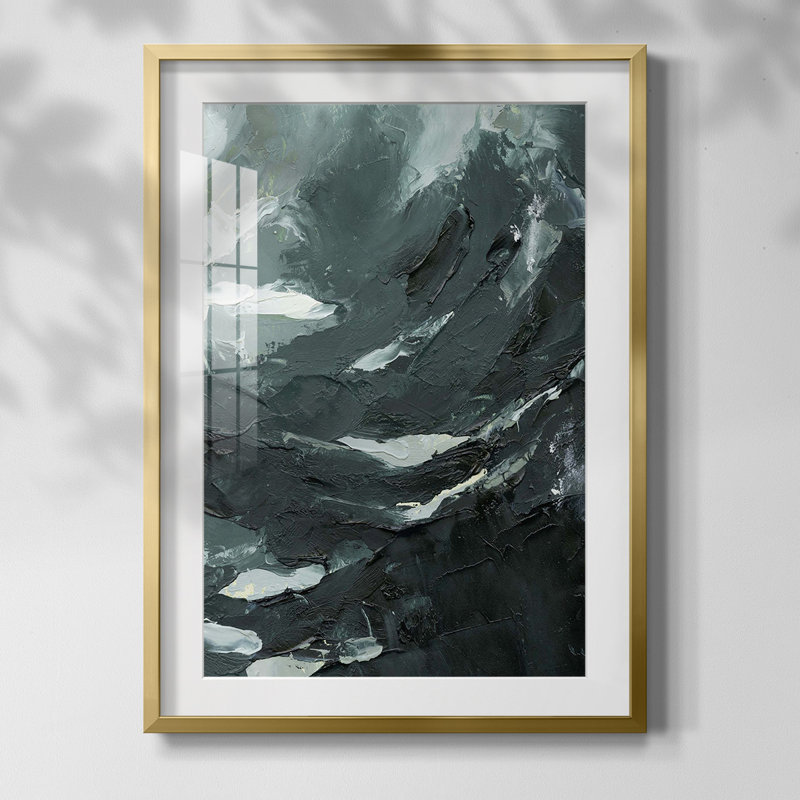 Perdus dans la mer II, Papier avec cadre doré, Blanc