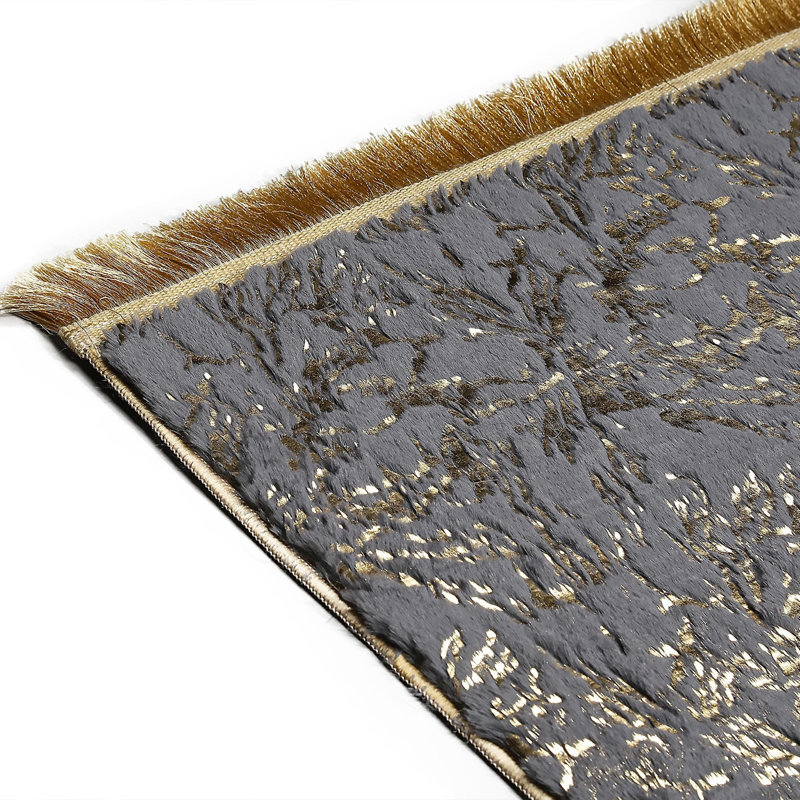 Tapis gris moelleux moderne avec texture douce_8,83 X 12 pi, Rectangle 8 pi 10 po x 12 pi
