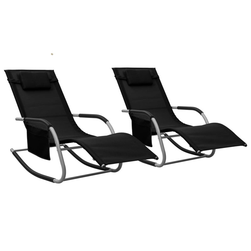 Ashkan 149cm Long Single Sun Lounger, Black