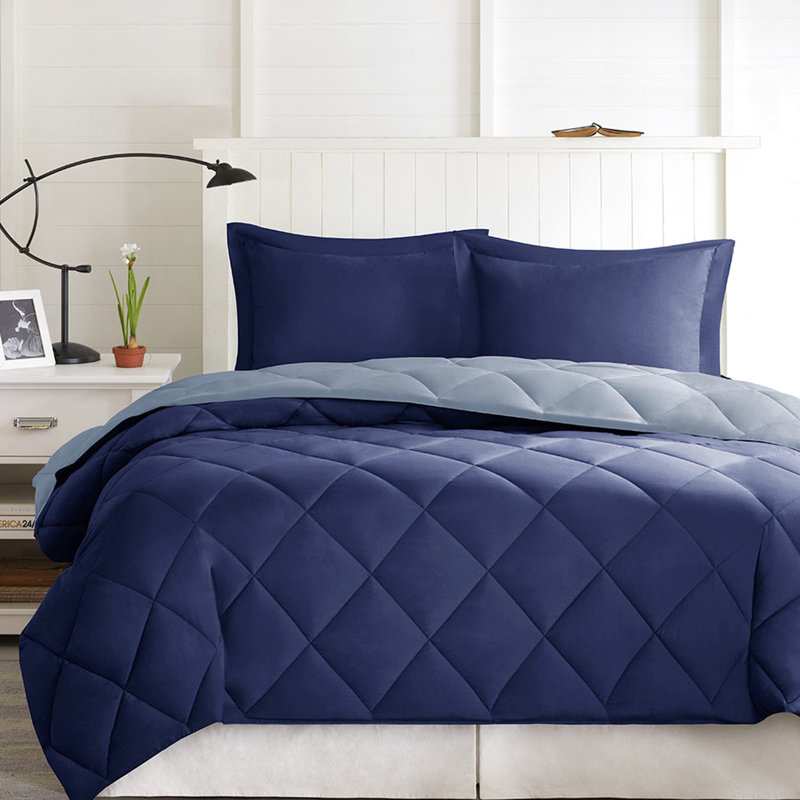 Édredon 3M avec fonction lavable à la machine et matelassage en losange pour lit très grand réversible