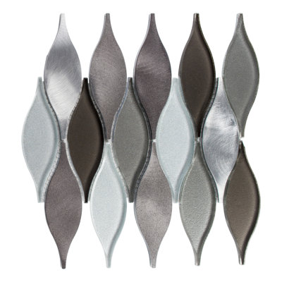 Zeille Glass and Metal Arabesque Mosaic Wall Tile