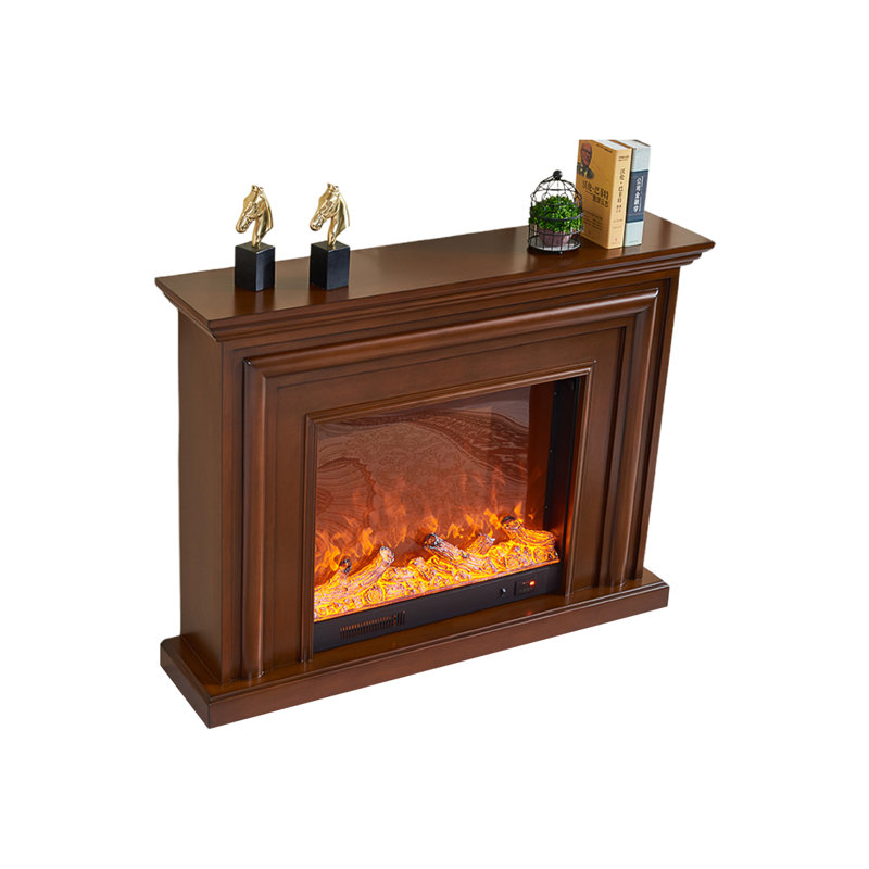 Brown Solid + Manufactured Wood Heating Freestanding Fireplace