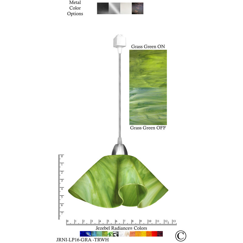 Luminaire suspendu 1 lumière Sapin Lily, Grand, Vert gazon, Nickel