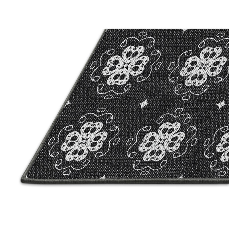 Tapis noir/blanc tissé à la machine, Rectangle 5 pi x 7 pi